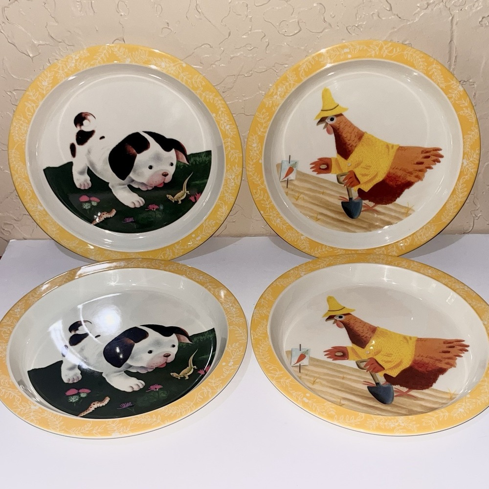 Golden Books Melamine Kids Plate World Market‎ Set Of Four Puppy Hen